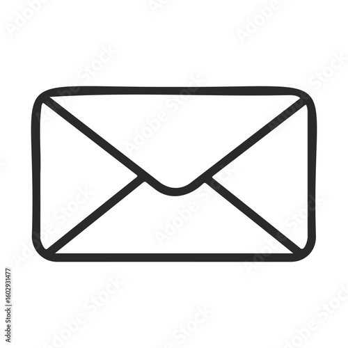 Simple black outline of an envelope icon on white background – stock vector icon in line style