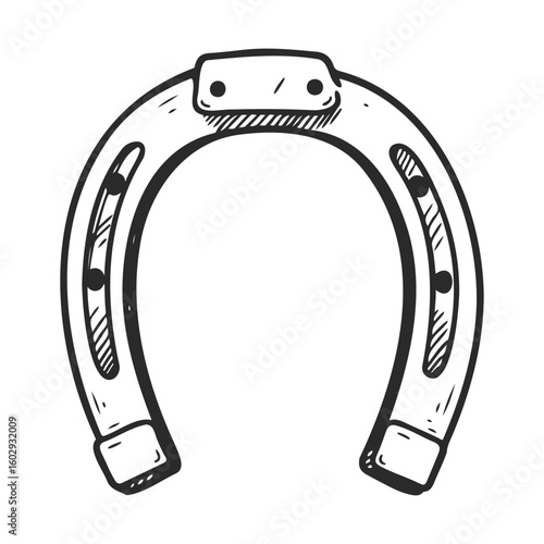 Sketch of a traditional horseshoe with vintage design elements – stock vector icon in line style