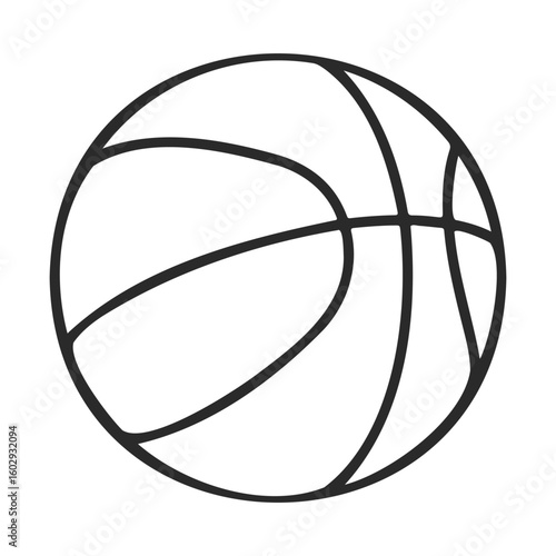 Black and white outline of a basketball with simple line design – stock vector icon in line style