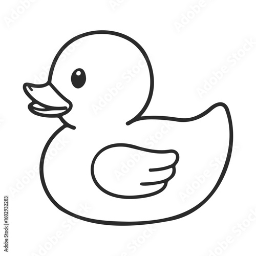 Simple outline of rubber duck on white background – stock vector icon in line style