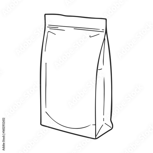Plain white stand-up pouch packaging with blank design – stock vector icon in line style