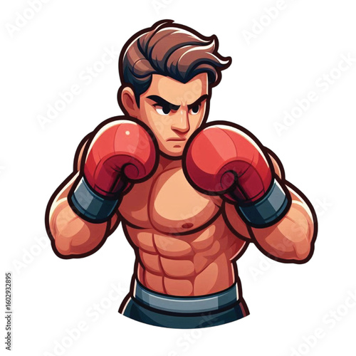 Boxer Man Punching Fitness illustration