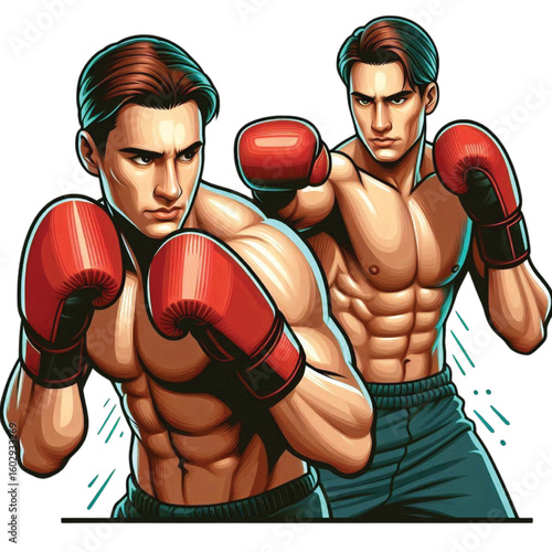 Boxer Man Punching Fitness illustration