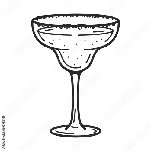 Hand-drawn margarita glass illustration with dotted details – stock vector icon in line style