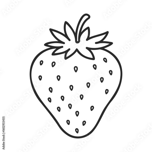 Black and white strawberry outline drawing for coloring pages – stock vector icon in line style