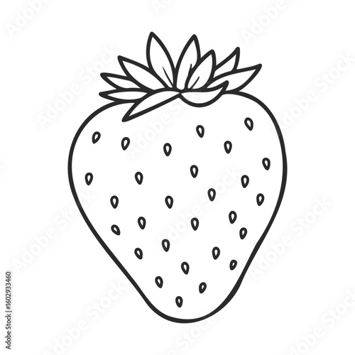 Black and white strawberry line art illustration – stock vector icon in line style