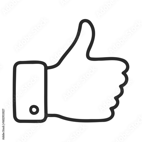 Simple black and white thumbs up icon drawing – stock vector icon in line style