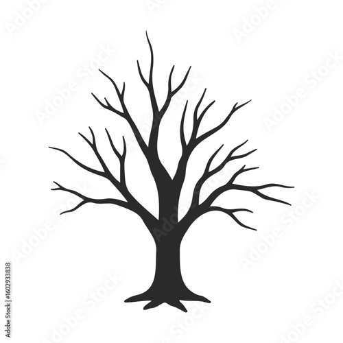 Silhouette of a bare tree with branches on white background – stock vector icon in line style