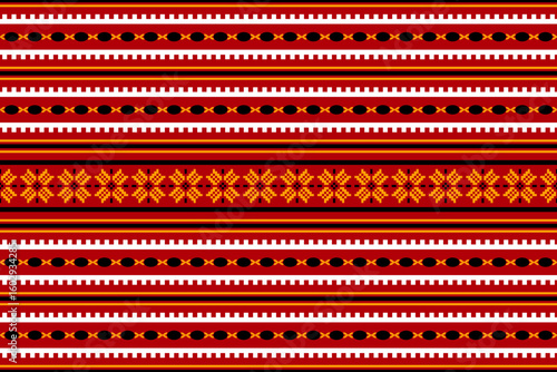 Geometric pixel ethnic pattern seamless oriental traditional design floral background wallpaper carpet clothing wrapping vector illustration texture fabric print