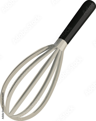 Black handled silver whisk kitchen utensil