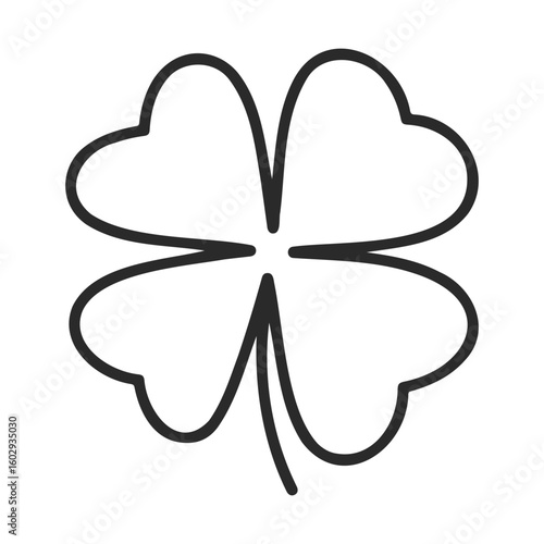 Simple black cloverleaf symbol on white background – stock vector icon in line style