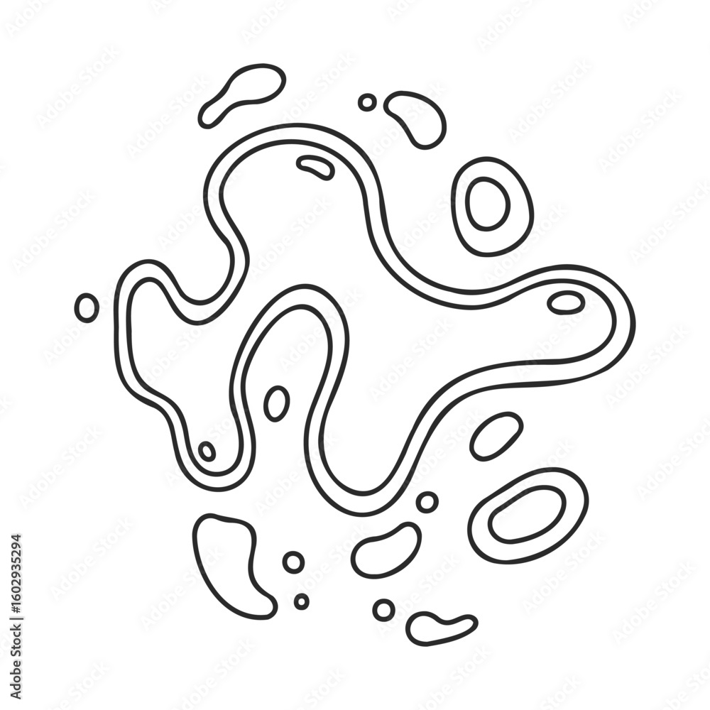 Obraz premium Abstract black and white fluid shapes with organic patterns – stock vector icon in line style