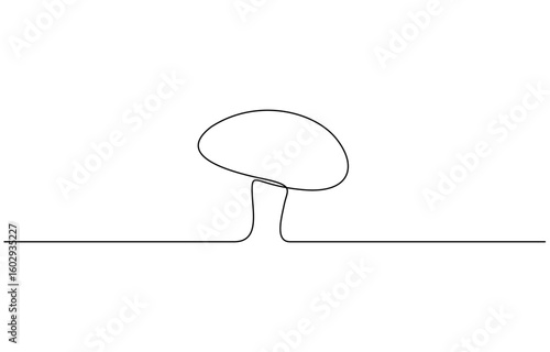 Mushroom line drawing. Nature food concept in continuous one single outline. Editable stroke