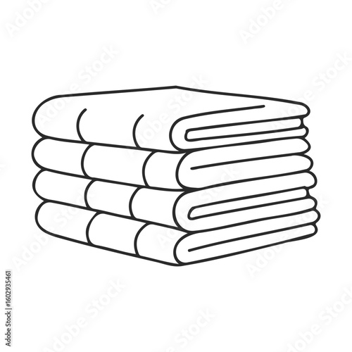 Stack of folded towels in simple line art design – stock vector icon in line style