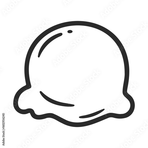 Simple black and white ice cream scoop icon in minimalist style – stock vector icon in line style