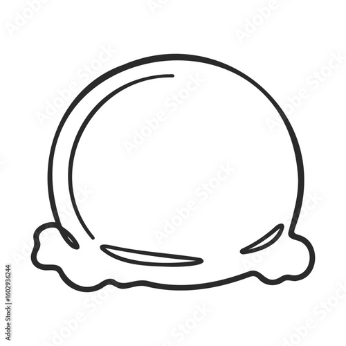 Line art ice cream scoop: minimalistic black and white illustration – stock vector icon in line style