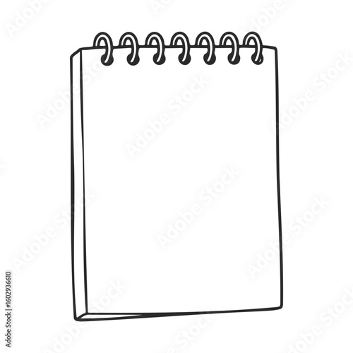 Spiral notebook with blank pages for notes and sketches – stock vector icon in line style