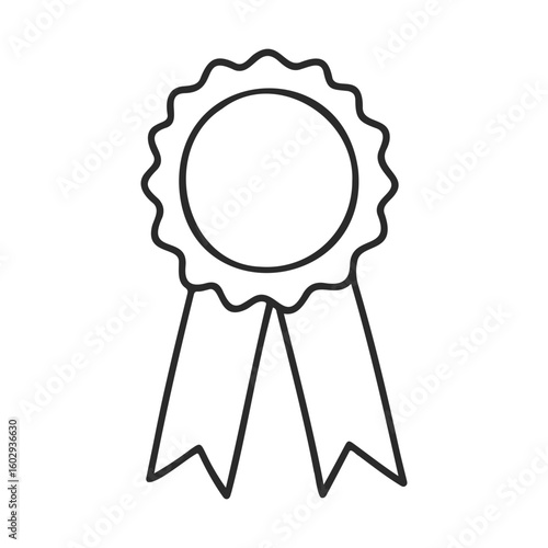 Emblem of achievement and honor in black and white – stock vector icon in line style