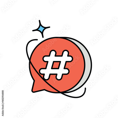 hashtag color line icon with white background vector stock illustration