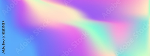 Iridescent swatch gradient with holographic foil effects and rainbow metal ombre. Pearlescent textures in pastel pink purple for dreamy Y2K backgrounds. Shimmering laser sparkles or aurora marble.