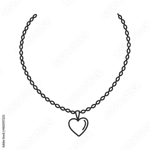 Wallpaper Mural Heart pendant necklace on twisted rope chain – stock vector icon in line style Torontodigital.ca