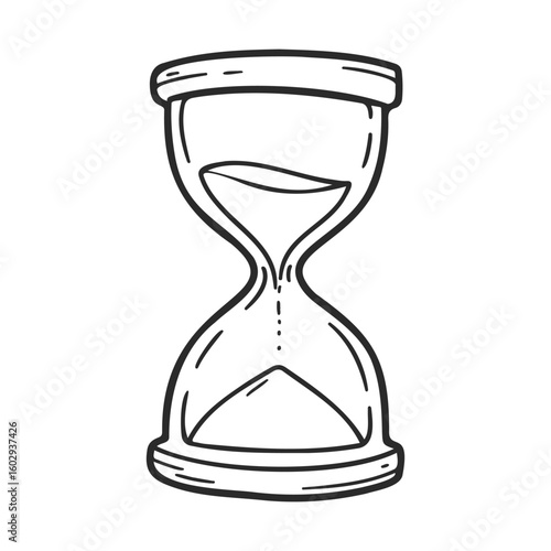 Simple hourglass drawing with flowing sand in minimalist style – stock vector icon in line style