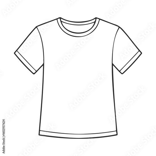 Basic outline of plain t-shirt design with simple lines – stock vector icon in line style