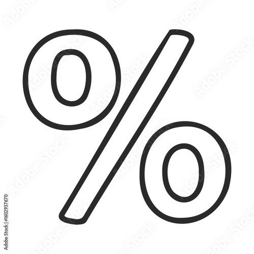 Black percent symbol on white background - bold outline design – stock vector icon in line style