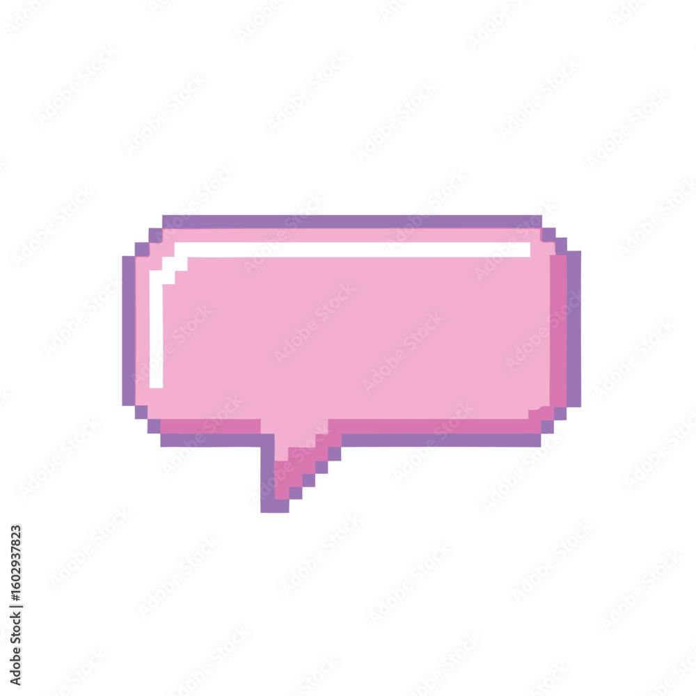 Fototapeta premium Pixelated speech bubble with pastel pink and purple hues chat message