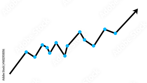 Black fluctuated line arrow graph business growth up trend concept, Economic growth, Stock market profit, Financial growth sign. Vector illustration.