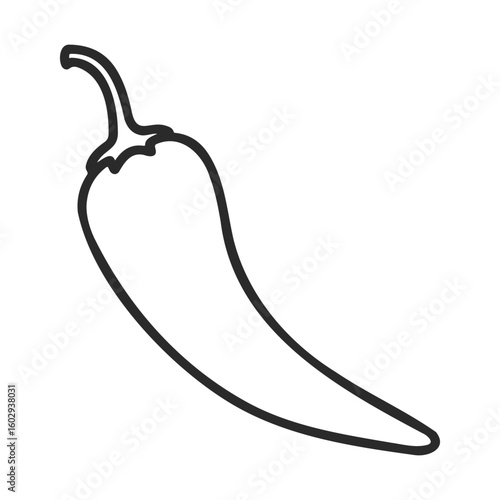 Minimalist black and white pepper illustration with simple lines – stock vector icon in line style
