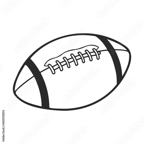 Black and white outline of american football ball with laces – stock vector icon in line style