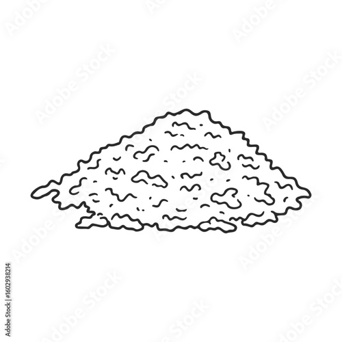 Hand-drawn pile of crumbled powder on white background – stock vector icon in line style