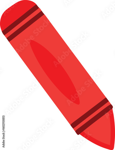 Red crayon with dark red bands vector illustration drawing stationery