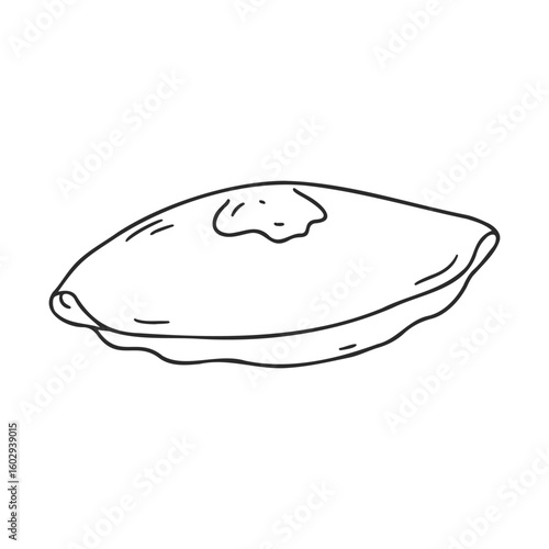 Simple black and white line drawing of a samosa with detailing – stock vector icon in line style