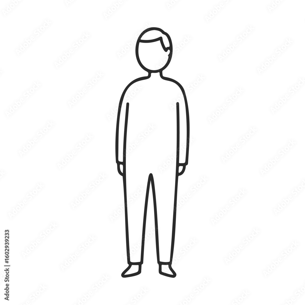 Minimalist line art of standing male figure – stock vector icon in line style Minimalist line art of standing male figure – stock vector icon in line style