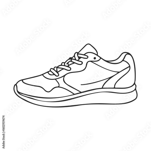 Outline drawing of a sports sneaker with lace-up detail – stock vector icon in line style