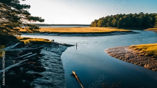 Sunset over a Serene Coastal River