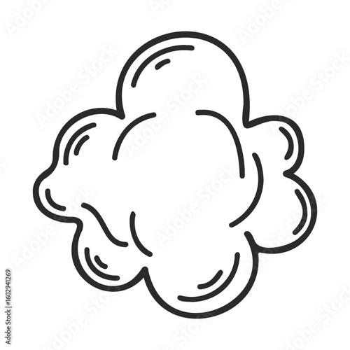 Black and white drawing of popcorn kernel with simple line art style – stock vector icon in line style