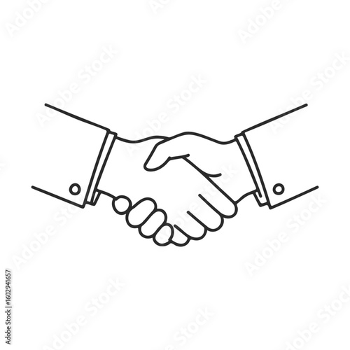 Business handshake icon in simple line art style for professional agreement – stock vector icon in line style