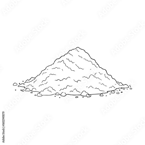 Sketch of a sand dune pile isolated on white background – stock vector icon in line style