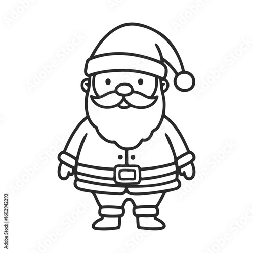Cute cartoon santa claus with mustache and beard in christmas hat – stock vector icon in line style