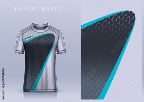 Fabric textile design for Sport t-shirt, Soccer jersey mockup for football club. uniform front view.	