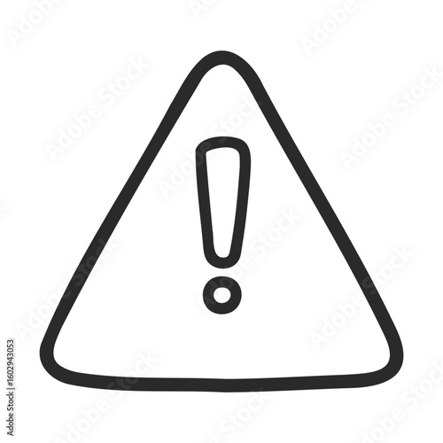 Warning sign with exclamation mark in triangular outline design – stock vector icon in line style