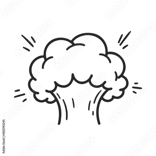 Explosive cartoon-style mushroom cloud icon with dynamic lines – stock vector icon in line style