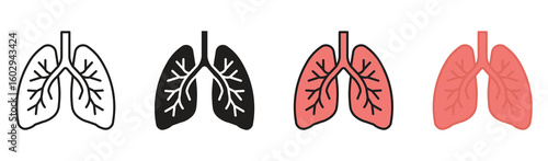 Medical lungs icon  set representing respiratory system and pulmonary health , vector illustration .