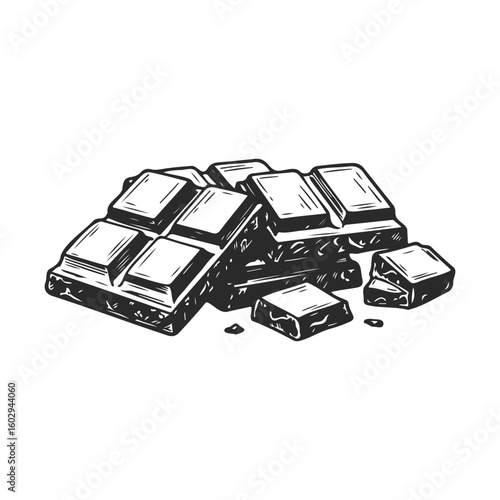 Black and white sketch of chocolate bars on white background – stock vector icon in line style