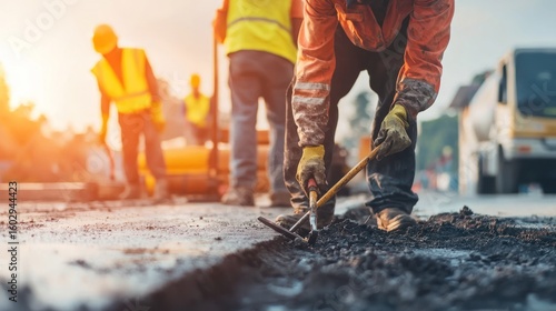 Wallpaper Mural A group of workers repairing water pipelines with specialized tools, showing infrastructure maintenance. Torontodigital.ca
