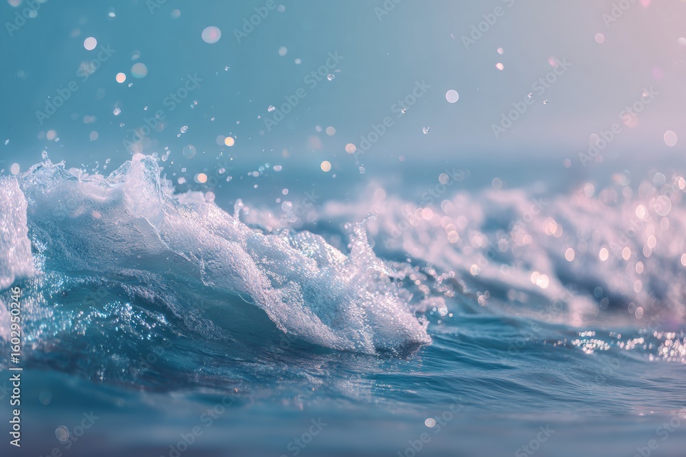 Fototapeta premium Close-up view of ocean waves with soft light.