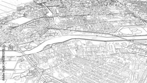 Detailed Black and White City Map